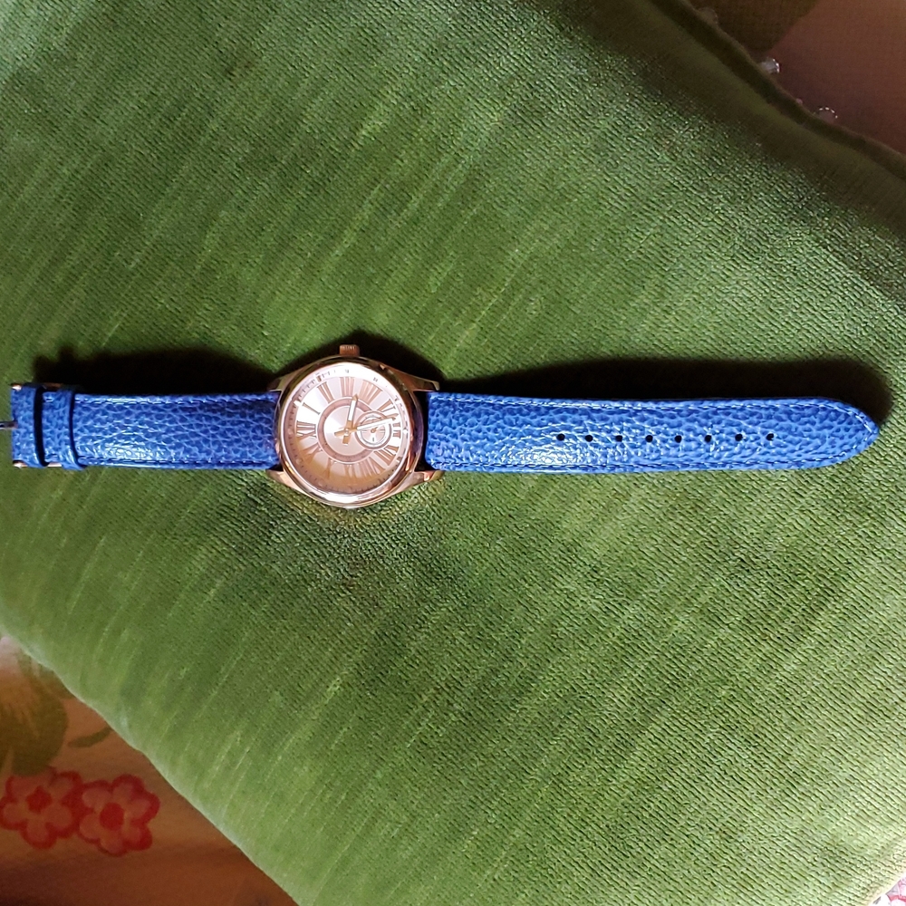 Bronzo Italia Leather Strap Boyfriend Watch Blue/Bronze
